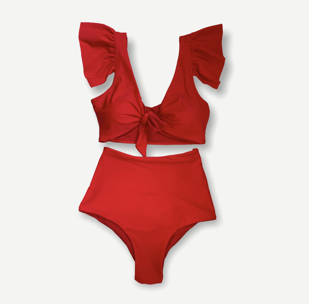 Bikini Rojo Amarre y Vuelos Calzón Vintage 