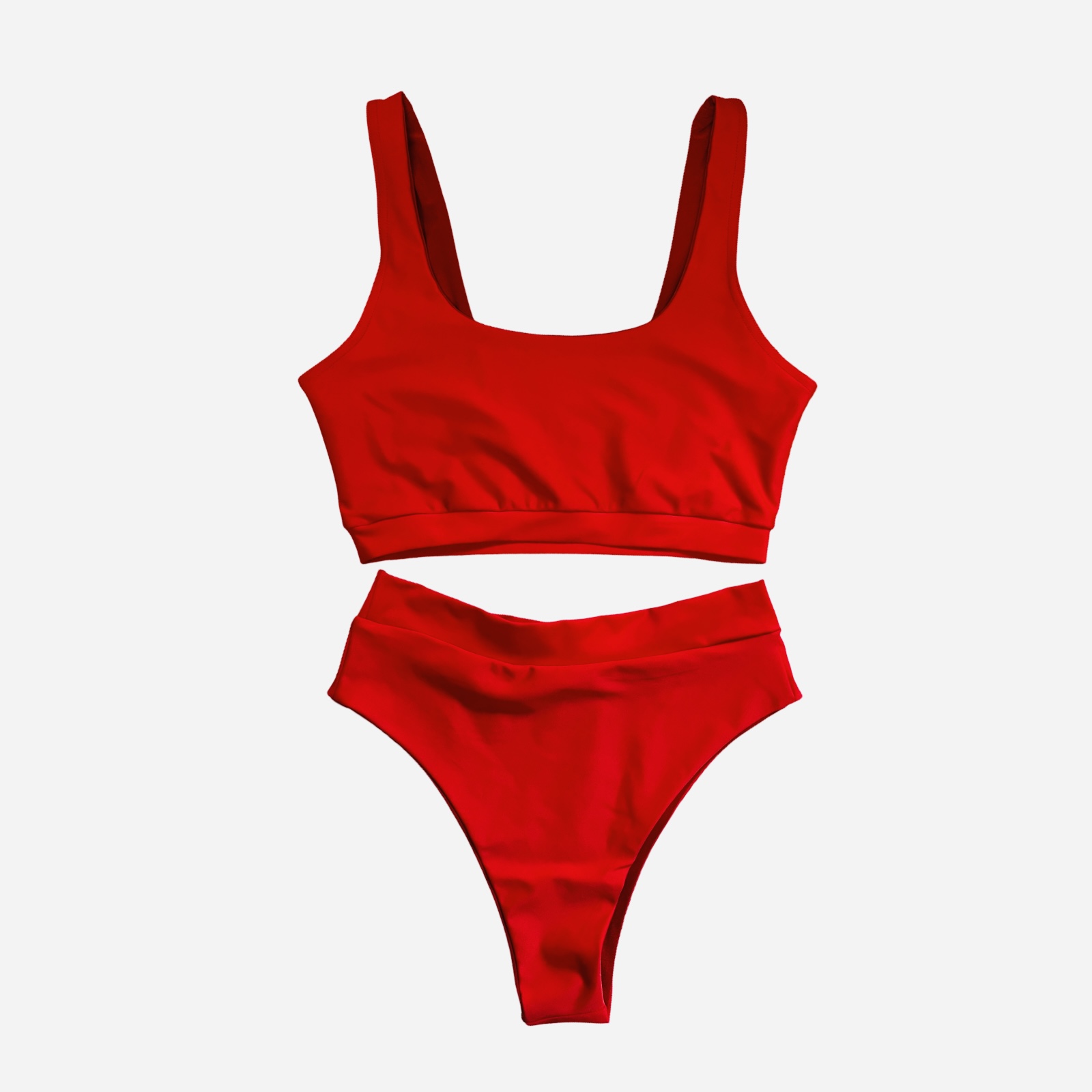 Bikini Deportivo Rojo Calzón Tiro Alto 