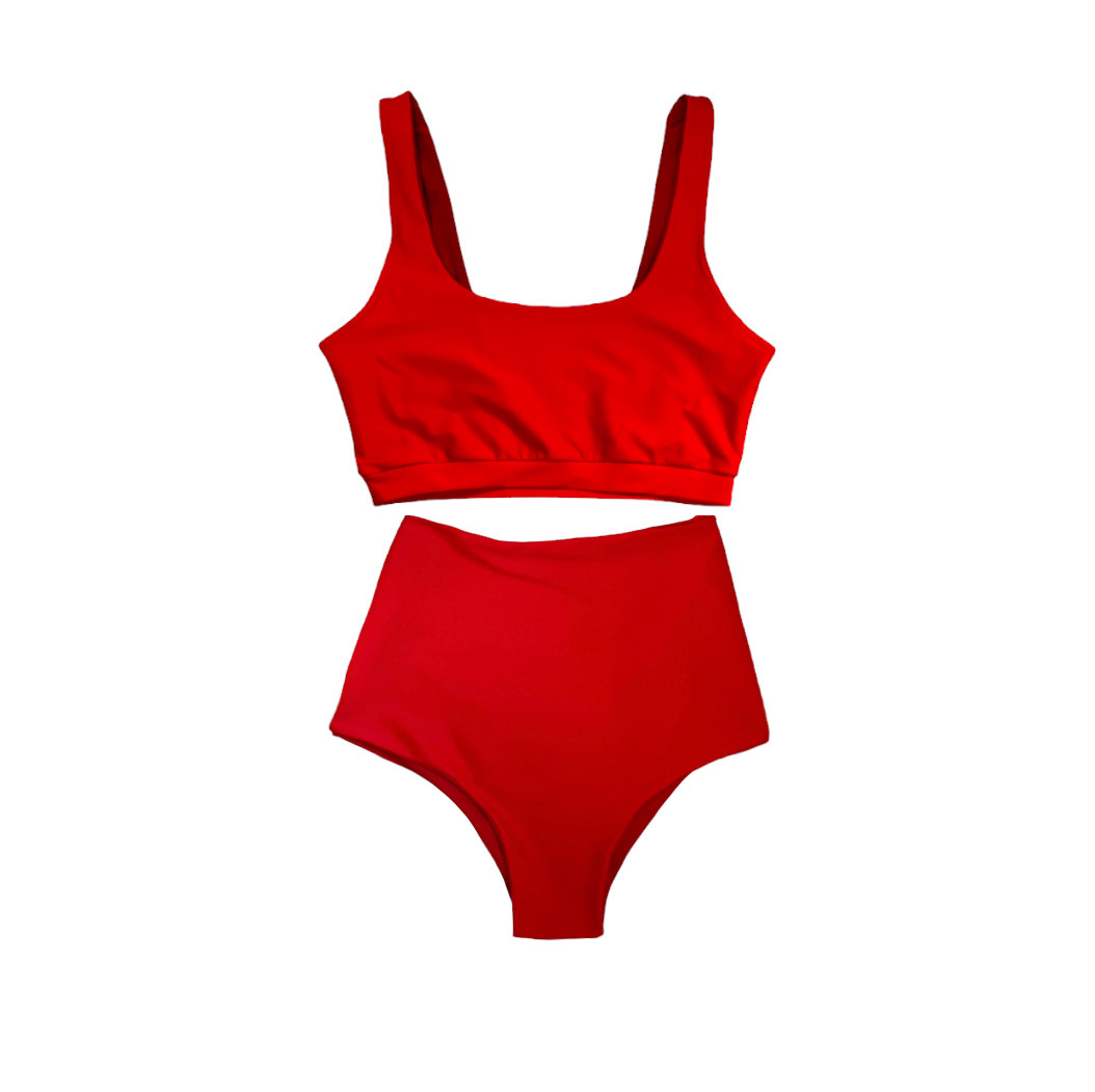 Bikini Deportivo Rojo Calzón Vintage 