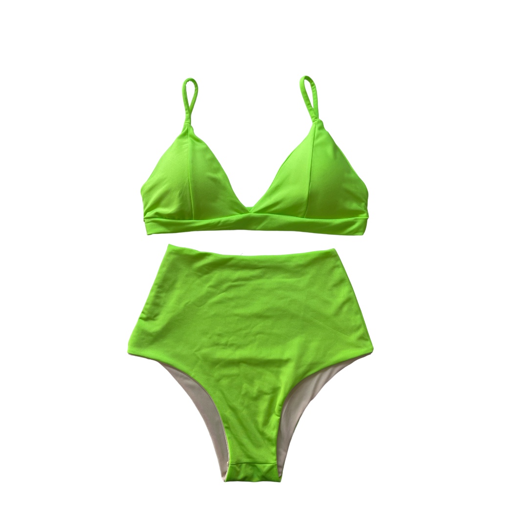 Bikini Pavilos Verde Fluor Calzón Vintage