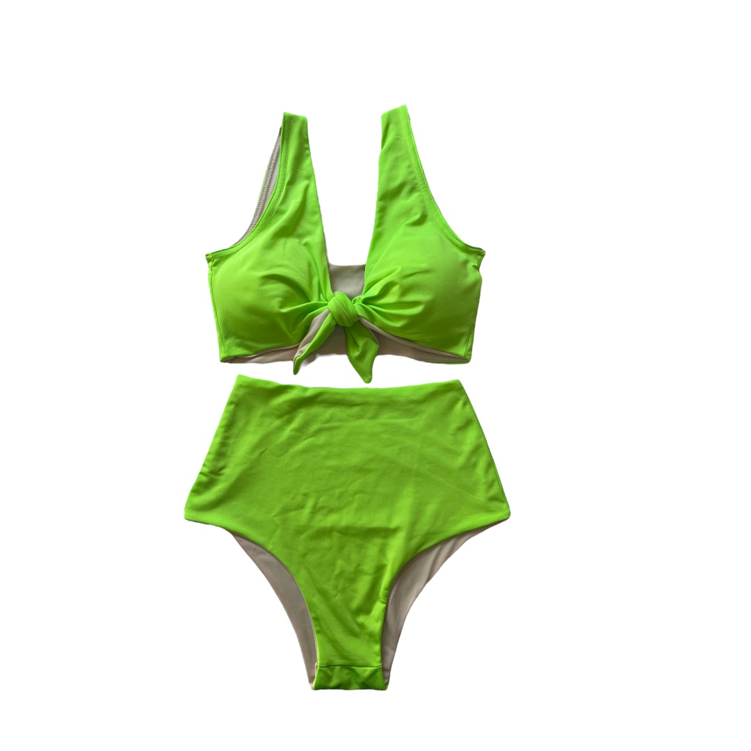 Bikini Amarre Verde Fluor Calzón Vintage